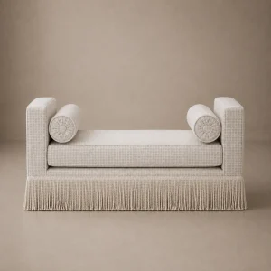 Julian Seat Bench 120 cm – Waffle Pearl – Ivory Fringe